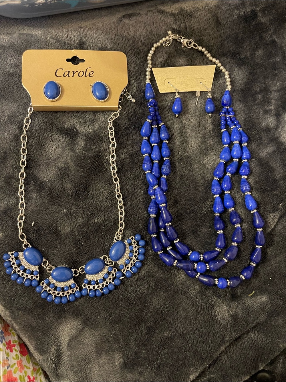 Carolee Cobalt Blue Beaded Necklace and Earring Sets